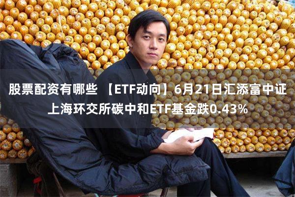 股票配资有哪些 【ETF动向】6月21日汇添富中证上海环交所碳中和ETF基金跌0.43%