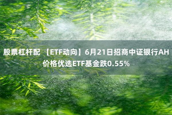   股票杠杆配 【ETF动向】6月21日招商中证银行AH价格优选ETF基金跌0.55%