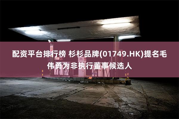 配资平台排行榜 杉杉品牌(01749.HK)提名毛伟勇为非执行董事候选人